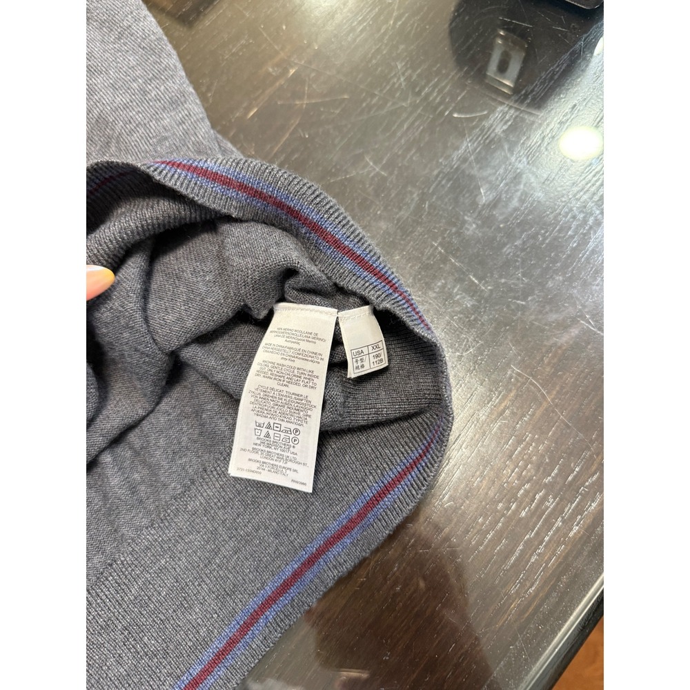 Brooks Brothers Mens XXL Extra Fine Merino Wool V-Neck Sweater Vest Grey - Picture 5 of 5